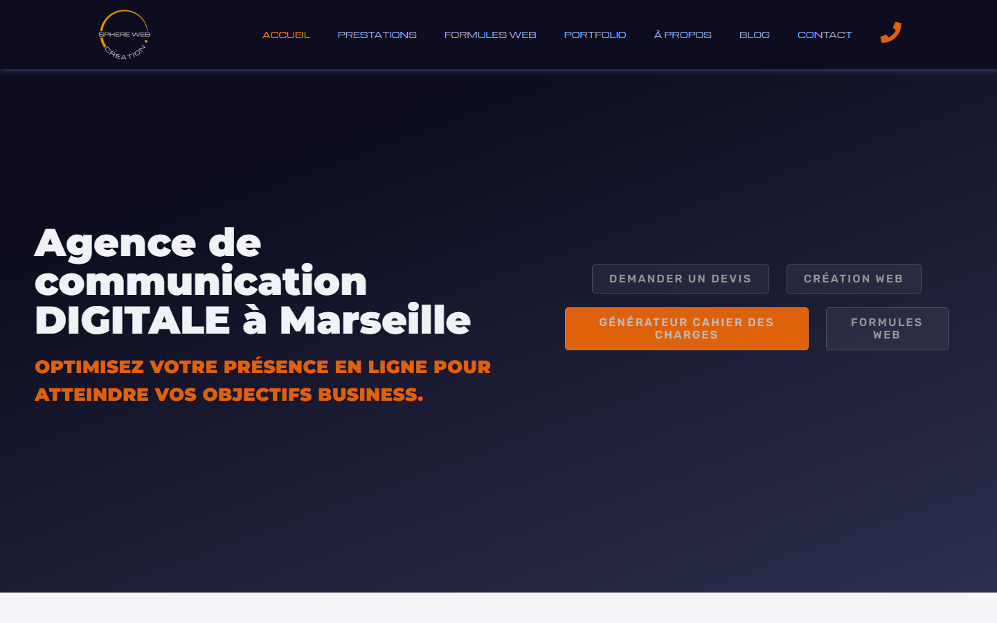 Aperçu du site de SPHERE WEB