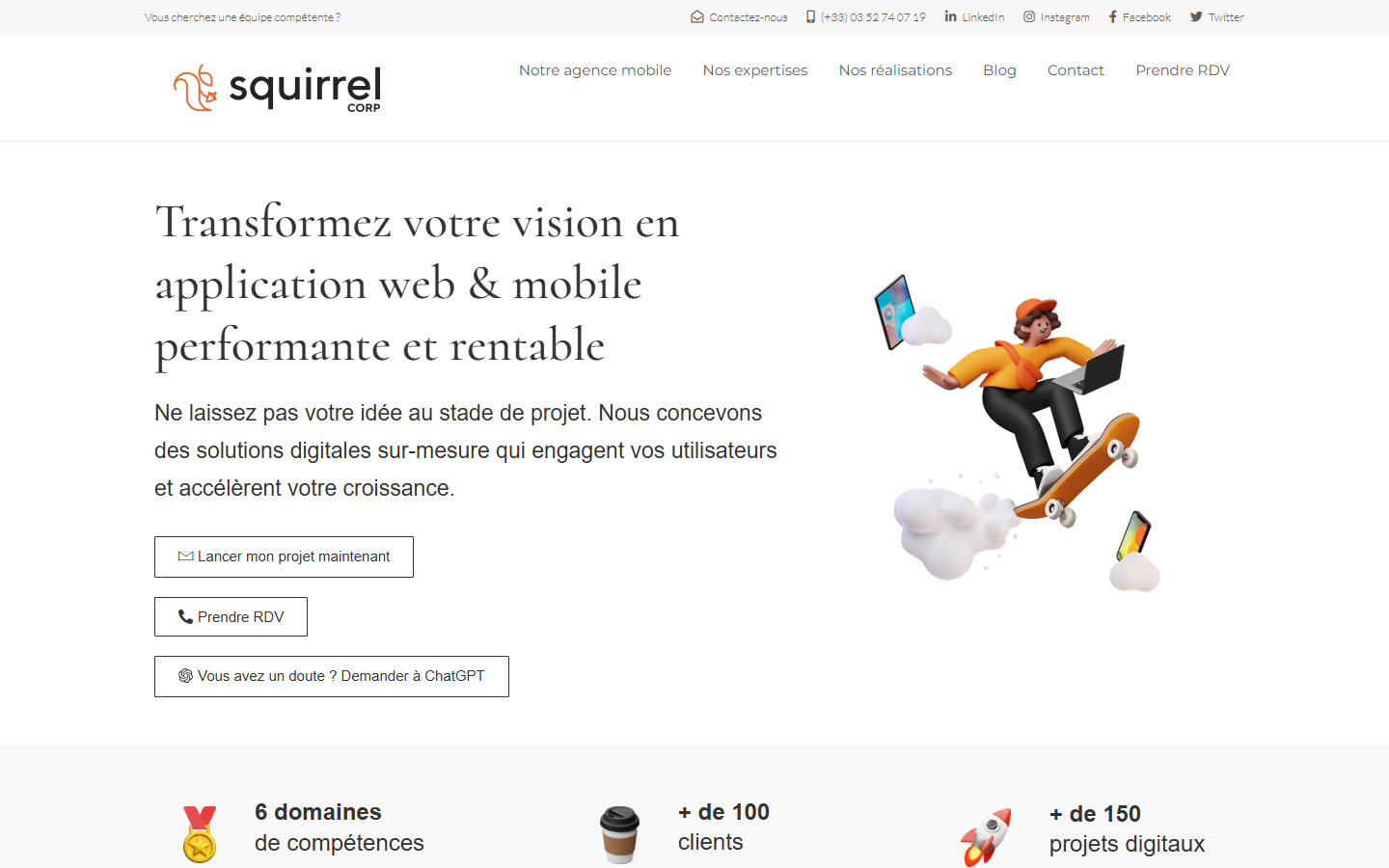 Aperçu du site de Squirrel