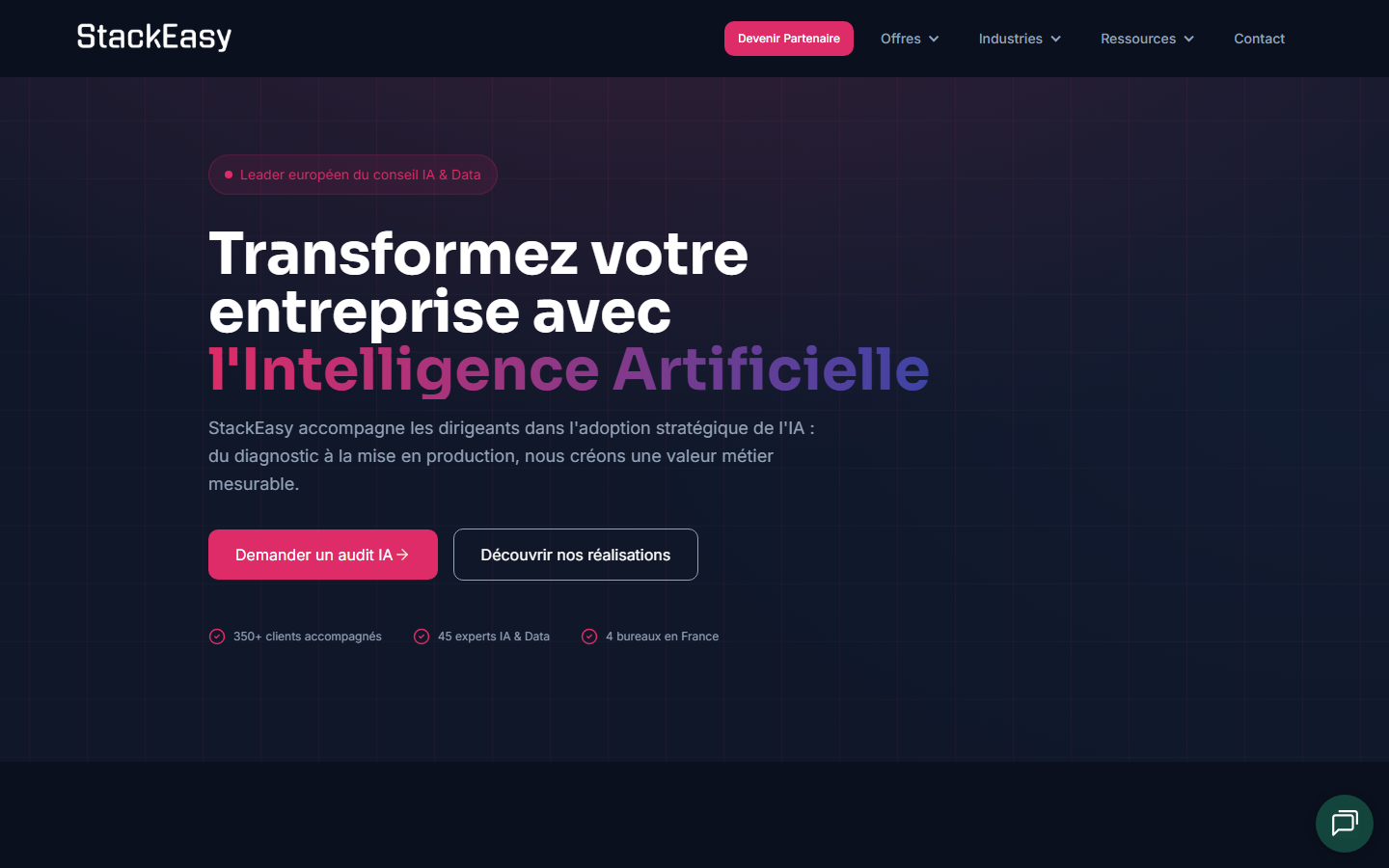 Aperçu du site de STACKEASY