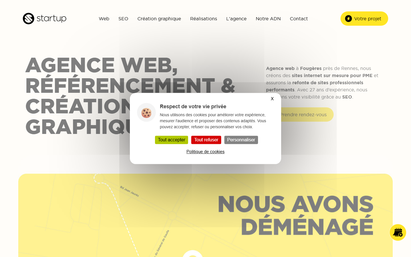 Aperçu du site de StartUp