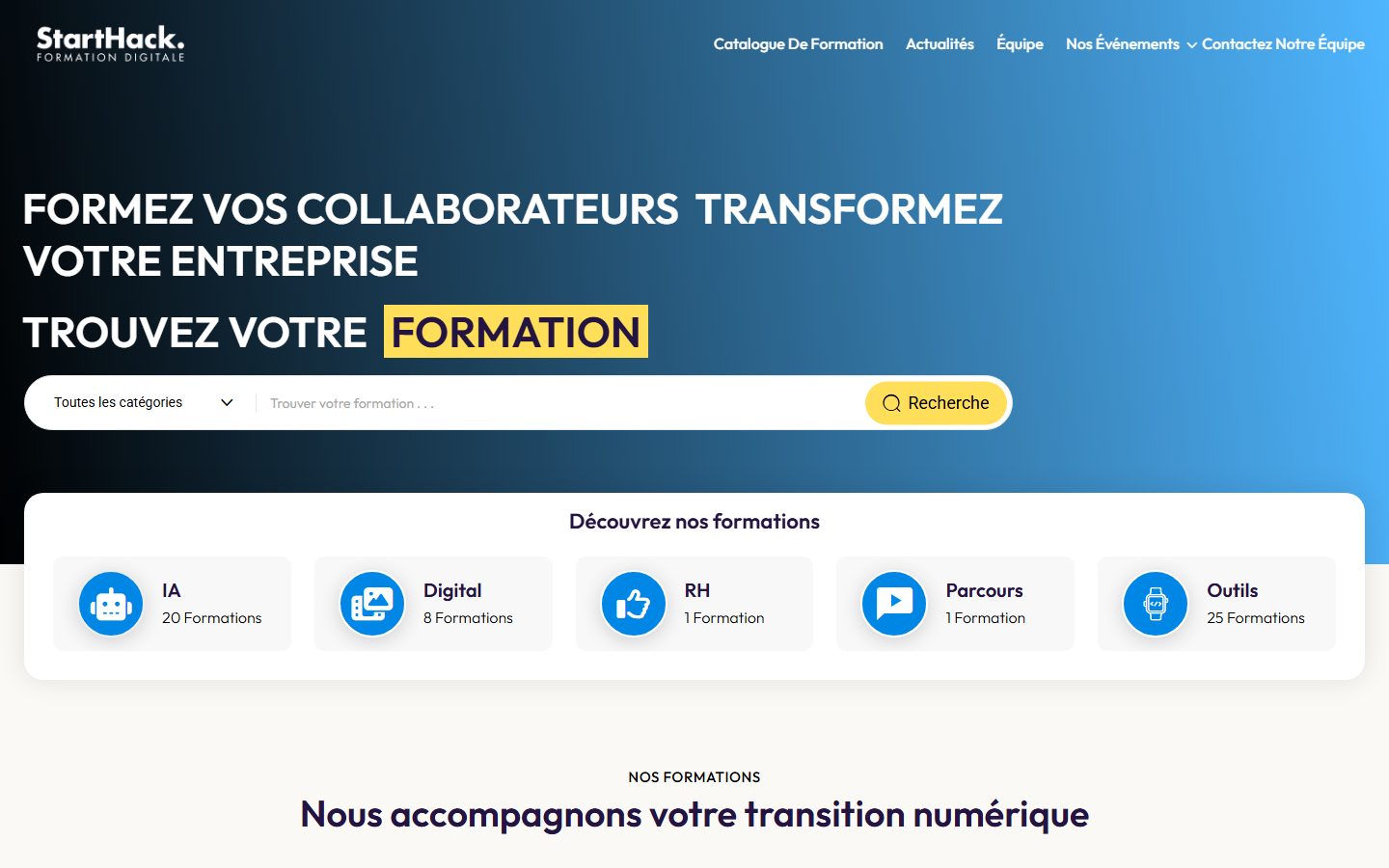 Aperçu du site de Starthack