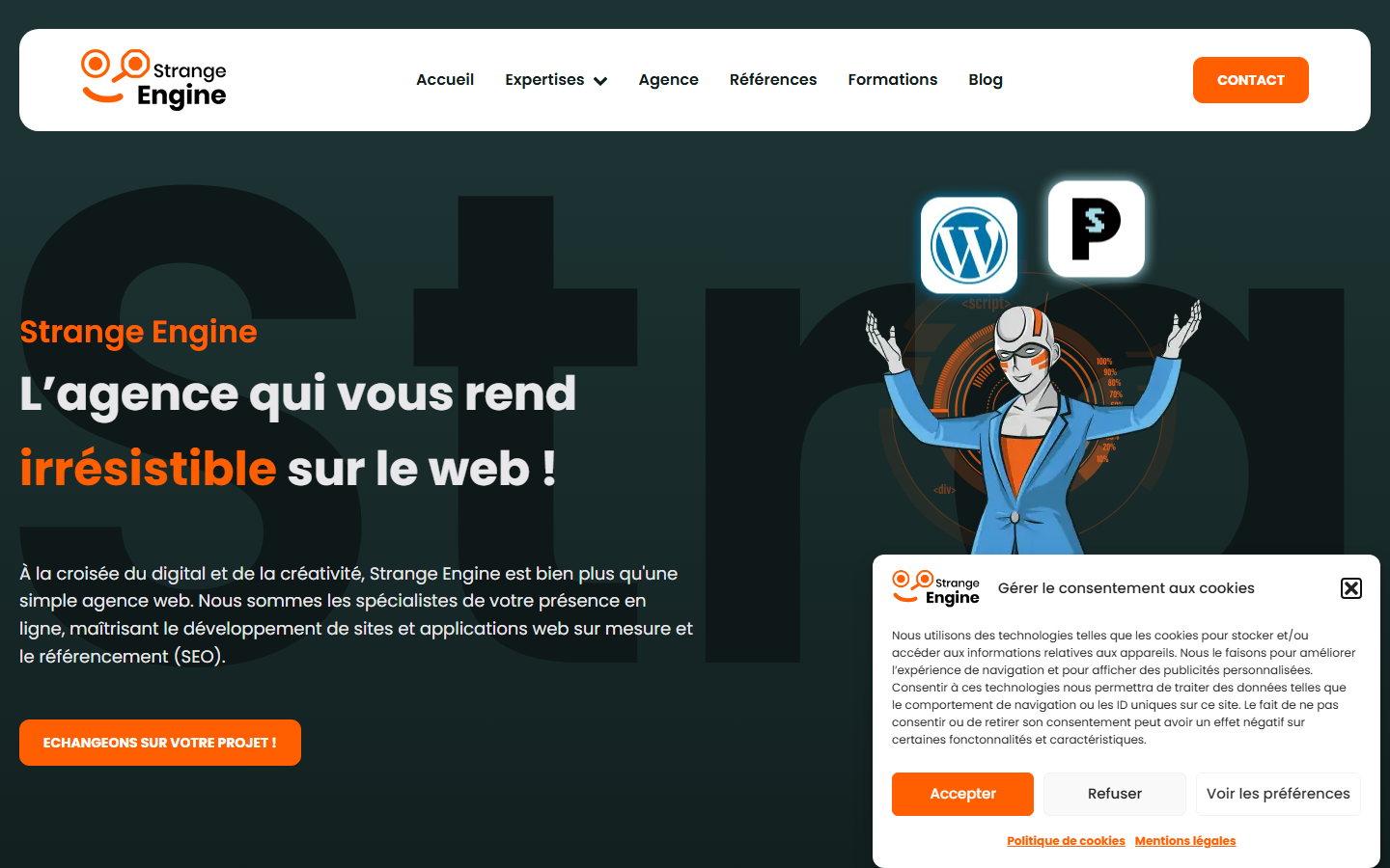 Aperçu du site de Strange Engine