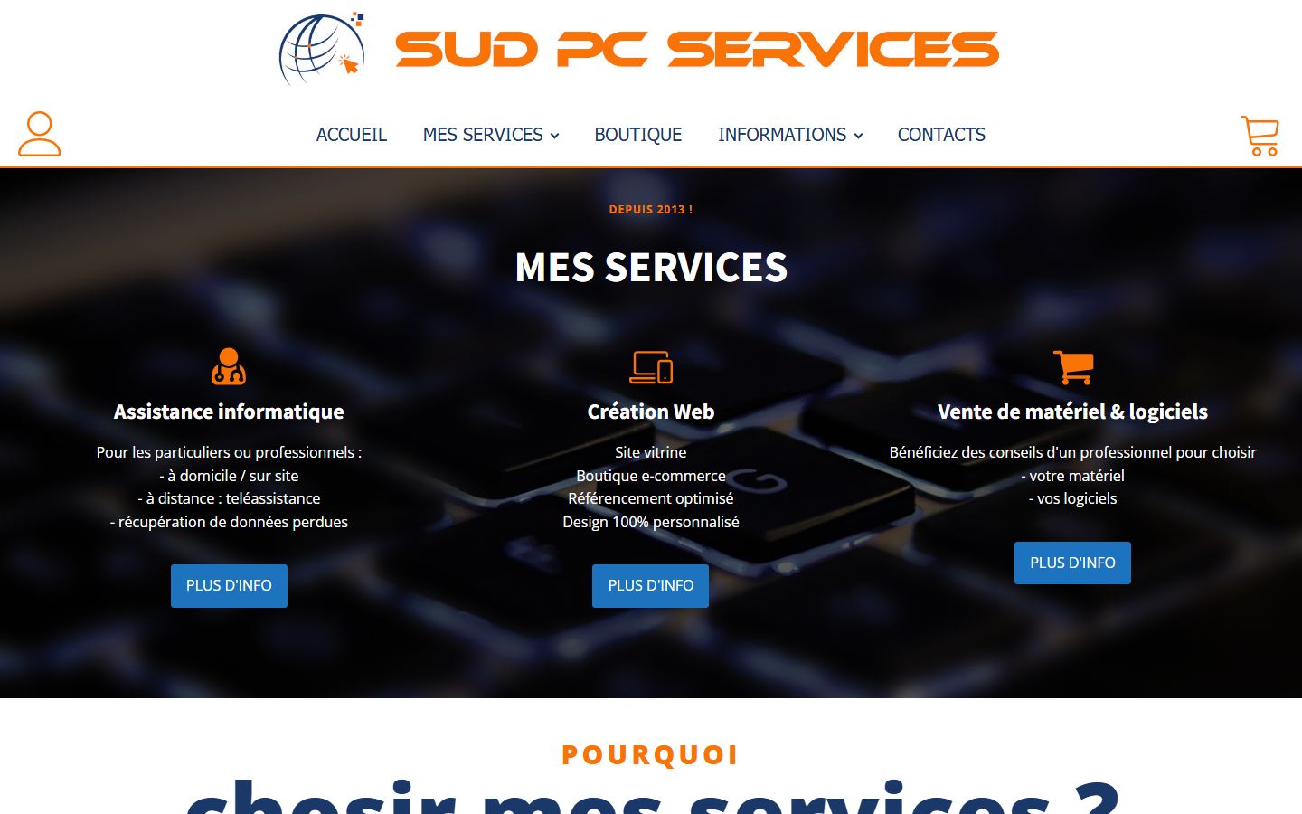Aperçu du site de Sud Pc Services