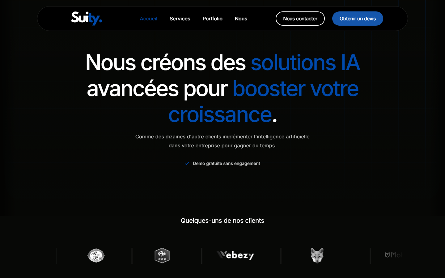 Aperçu du site de Suity Agency