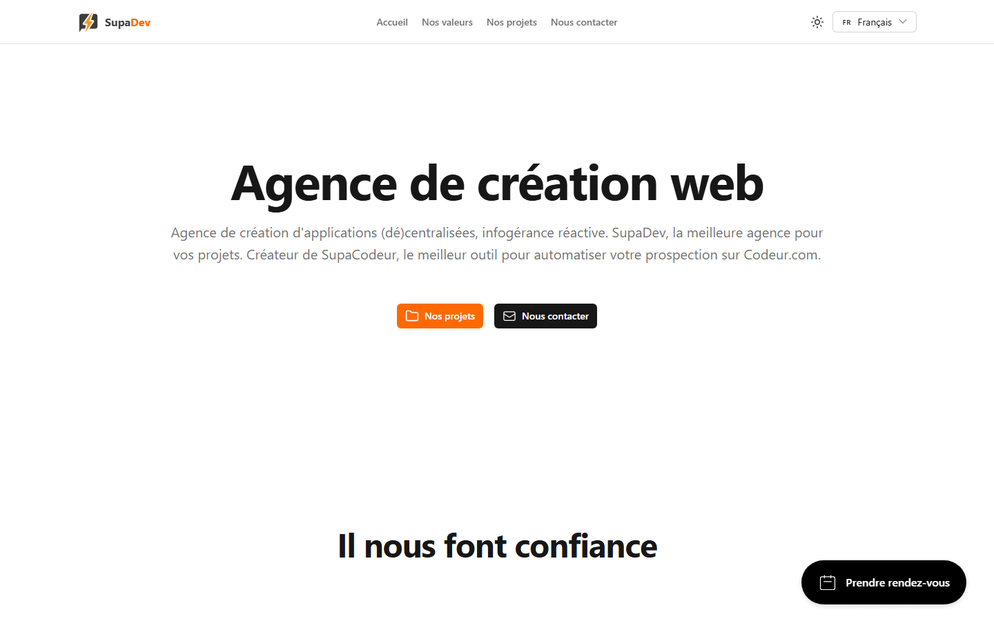 Aperçu du site de SupaDev
