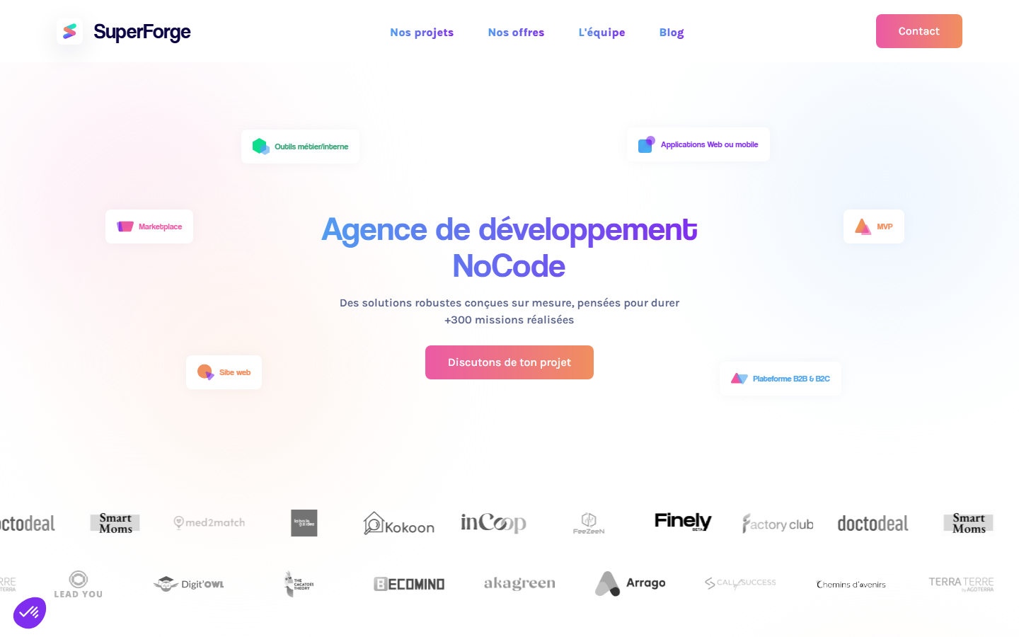 Aperçu du site de Superforge