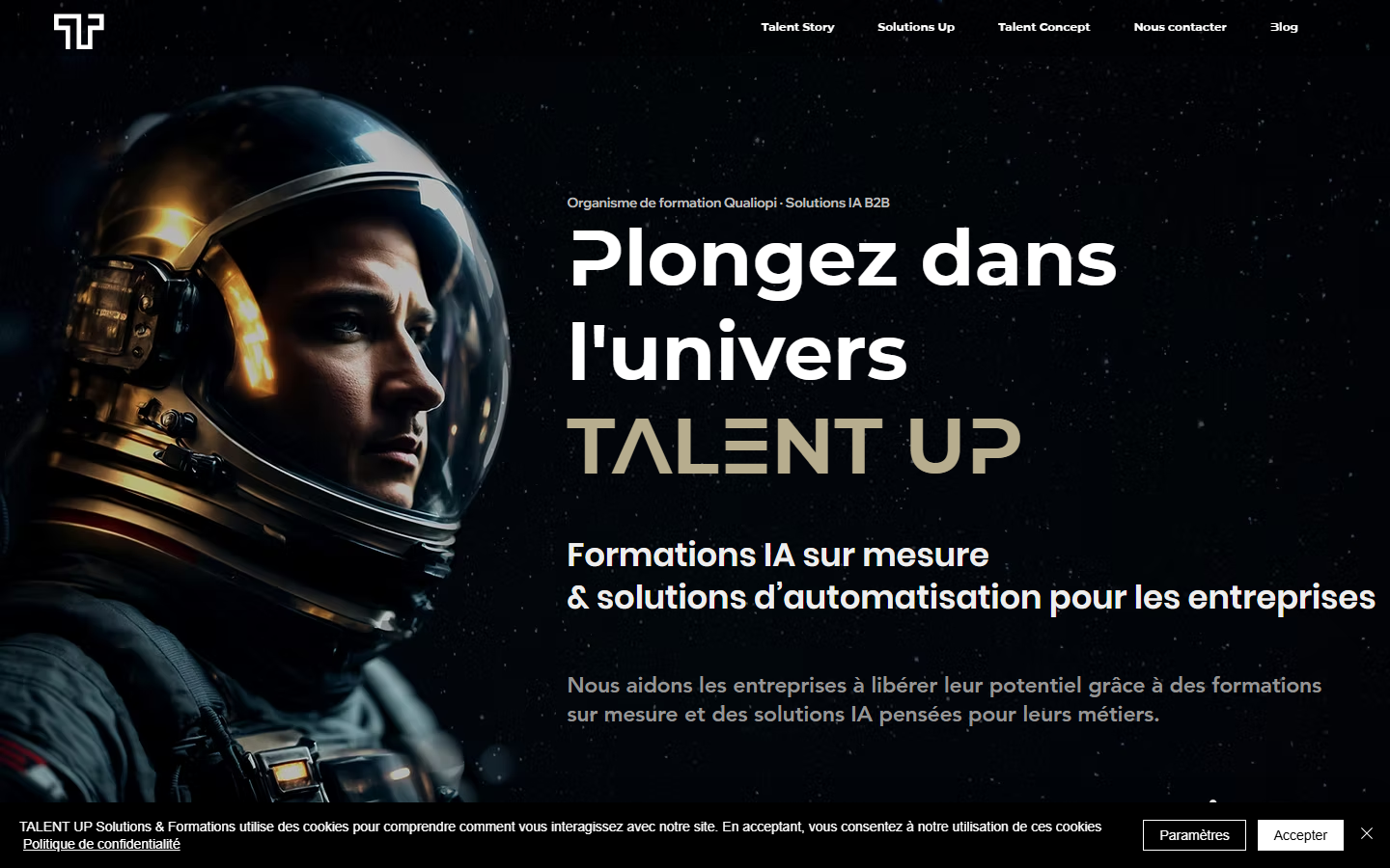 Aperçu du site de Talent Up Solutions & Formations