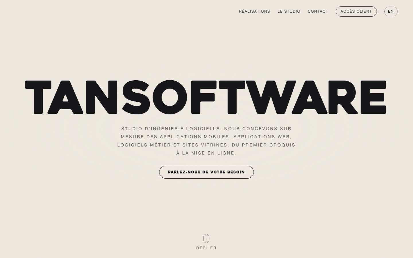 Aperçu du site de TANSOFTWARE