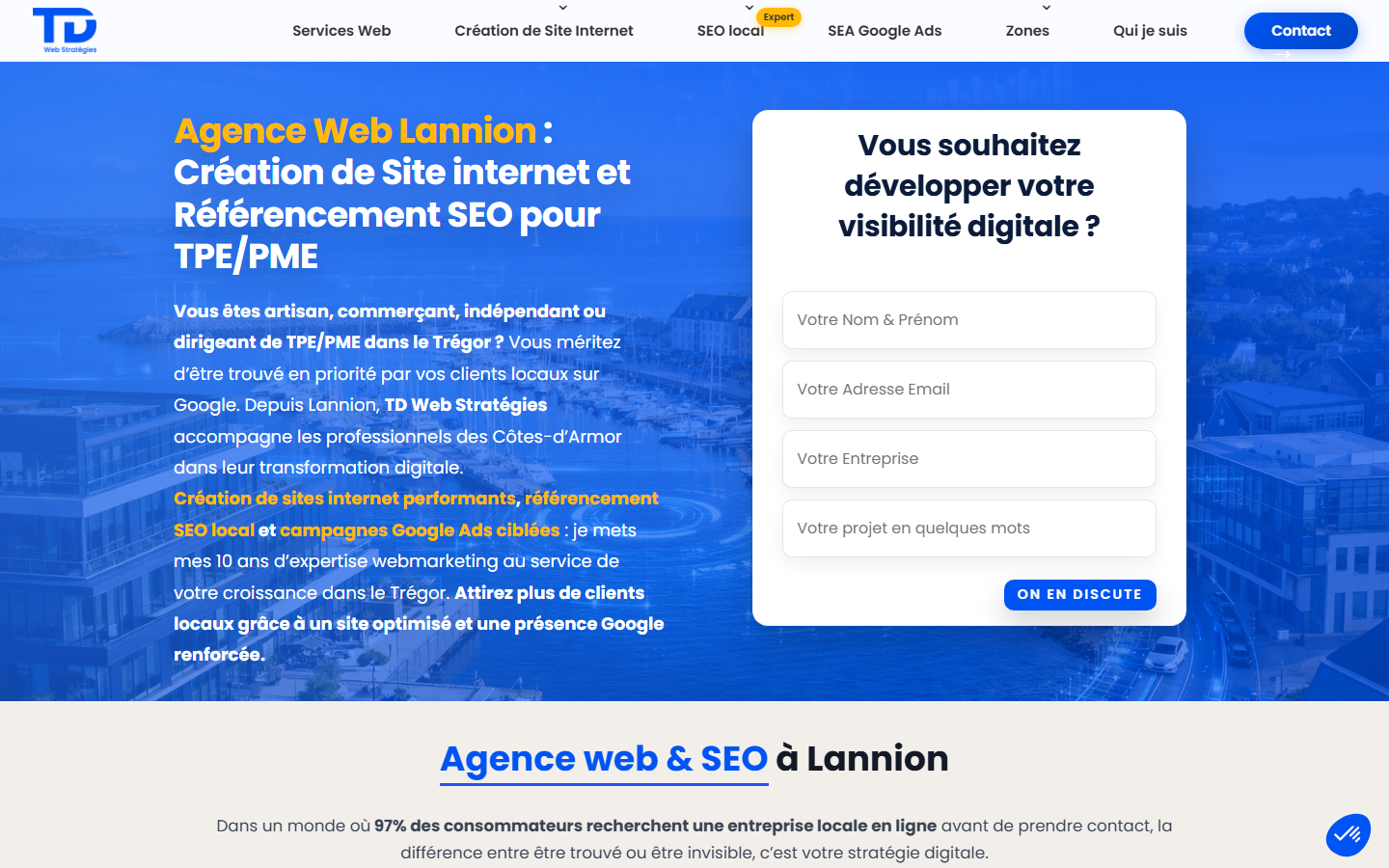 Aperçu du site de TD Web Stratégies