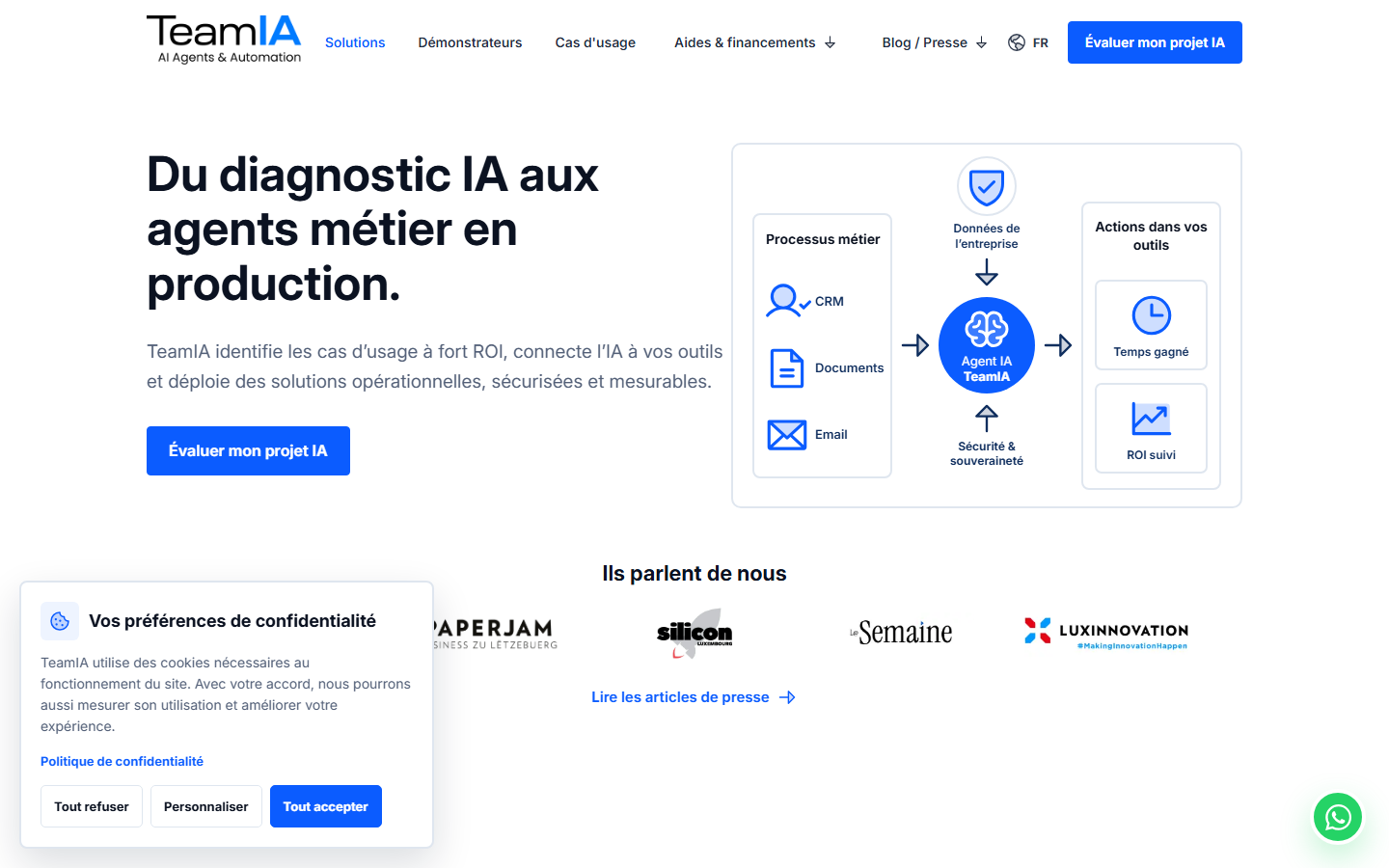 Aperçu du site de TeamIA - Agence IA & Automatisations sur mesure