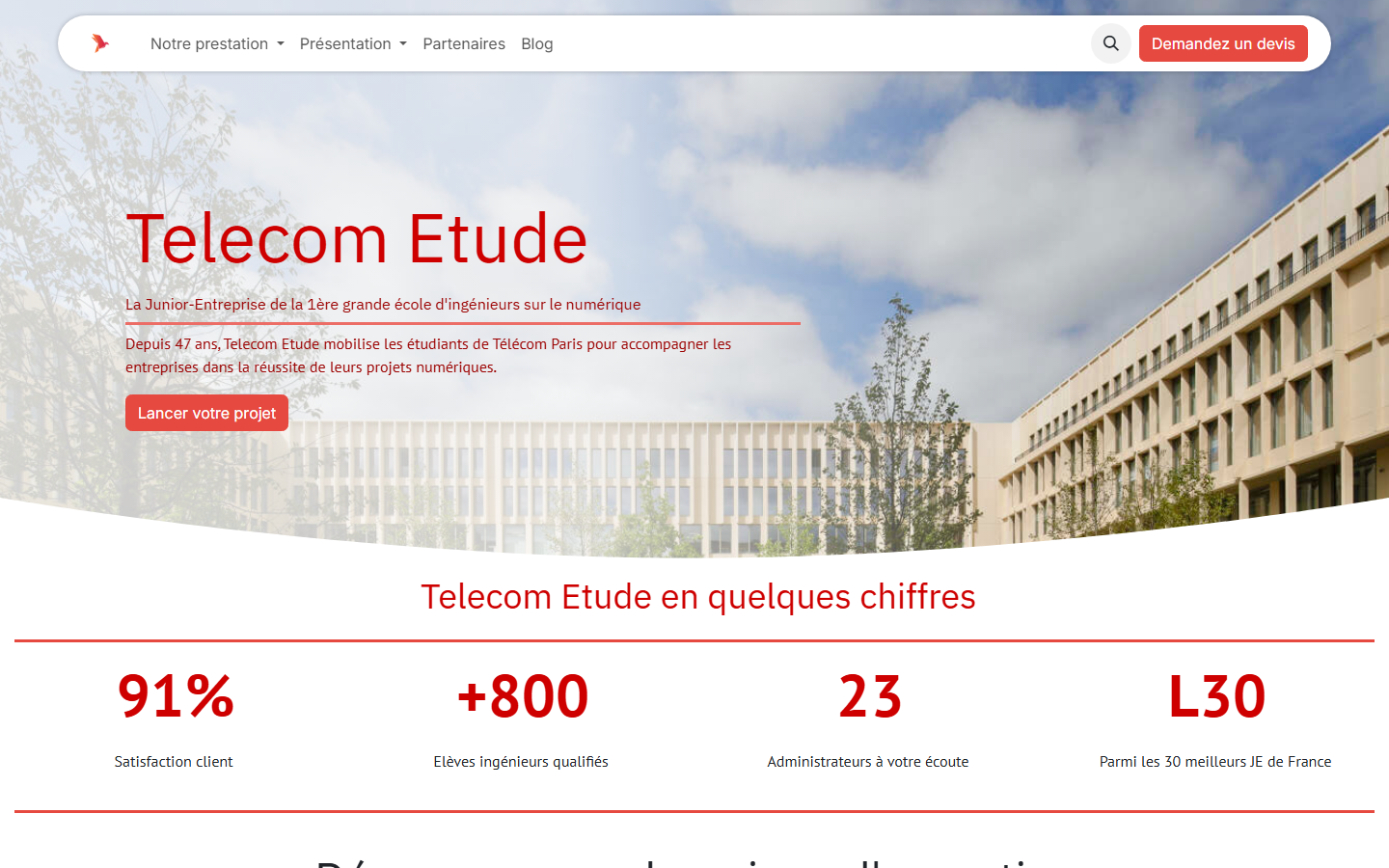 Aperçu du site de TELECOM ETUDE