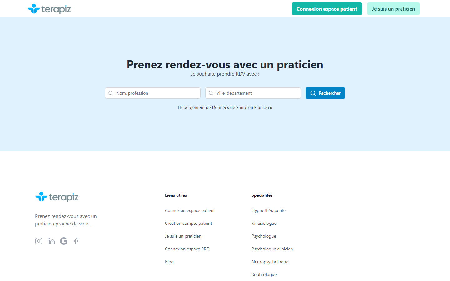 Aperçu du site de Terapiz