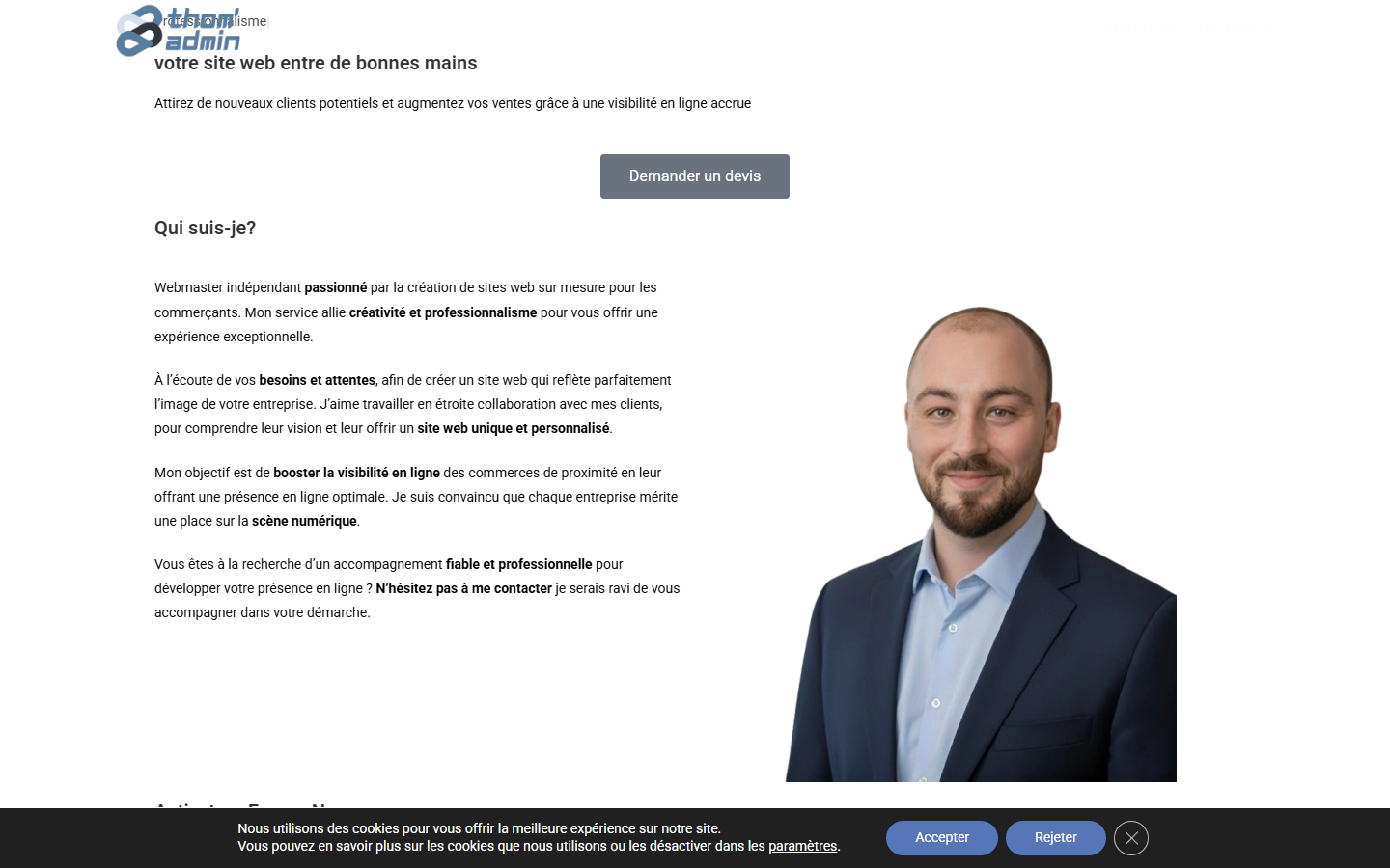 Aperçu du site de ThomAdmin