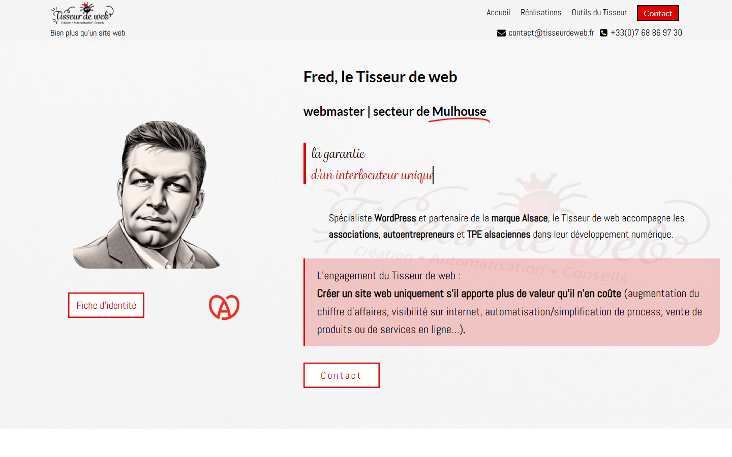 Aperçu du site de Tisseur de web