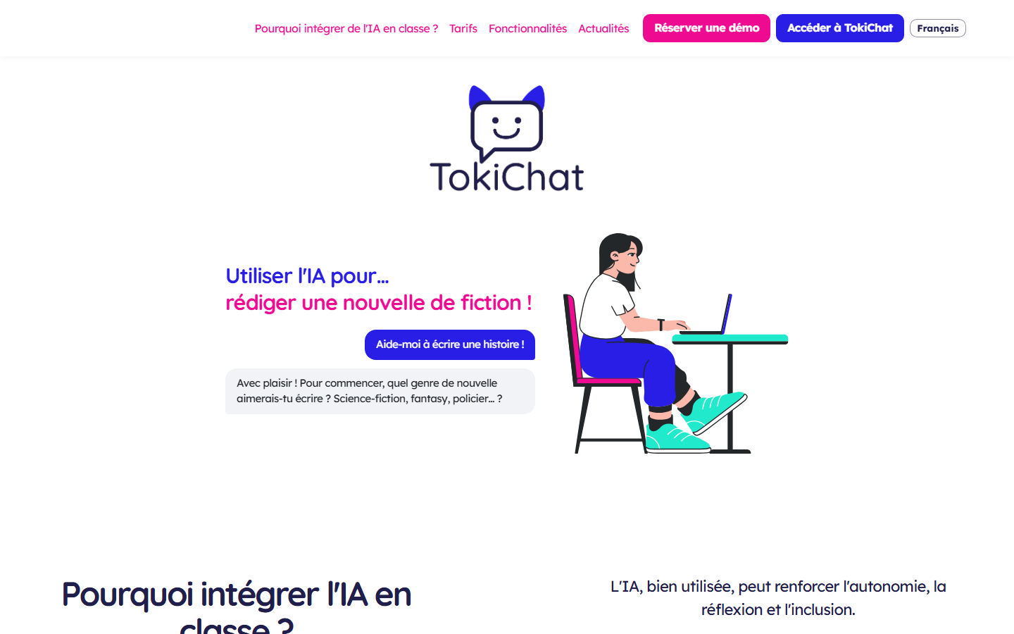 Aperçu du site de TokiChat
