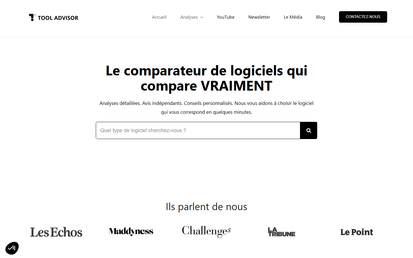 Aperçu du site de TOOL ADVISOR