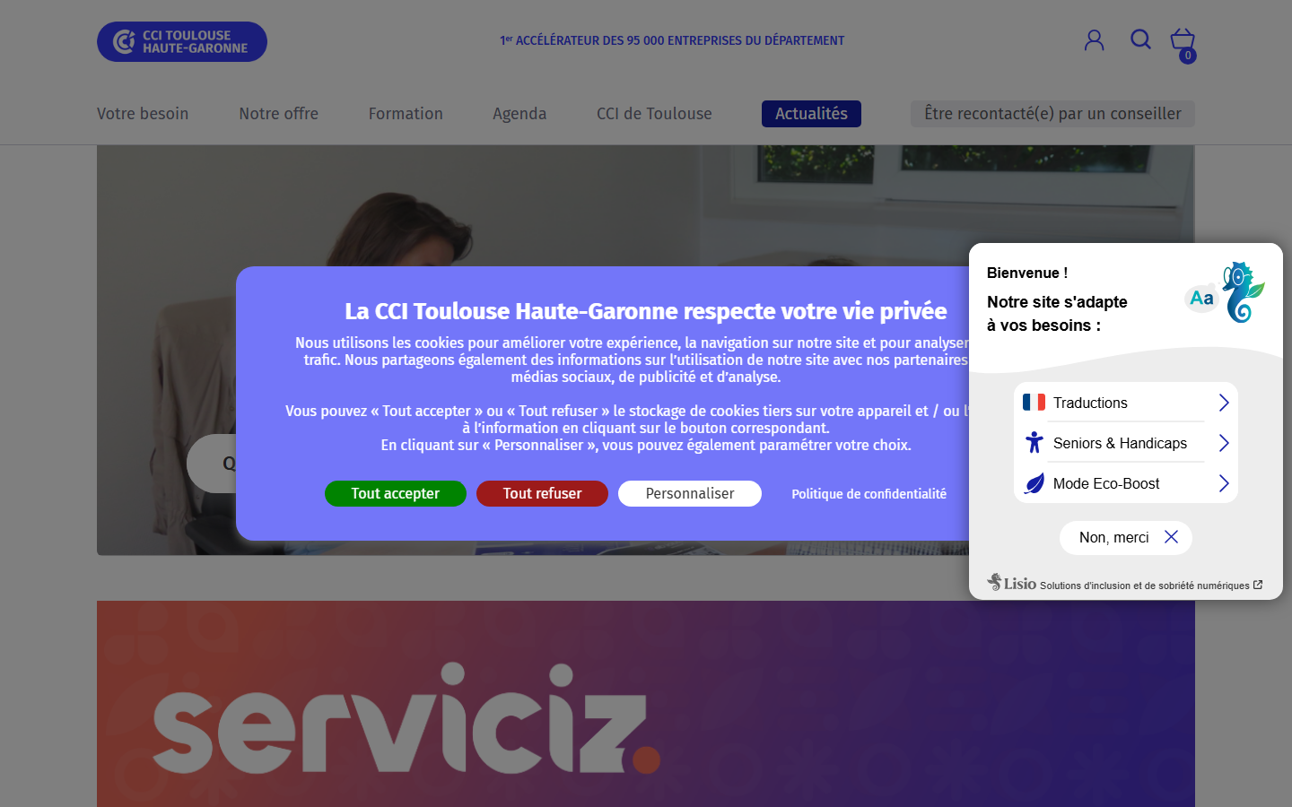 Aperçu du site de CCI de Toulouse