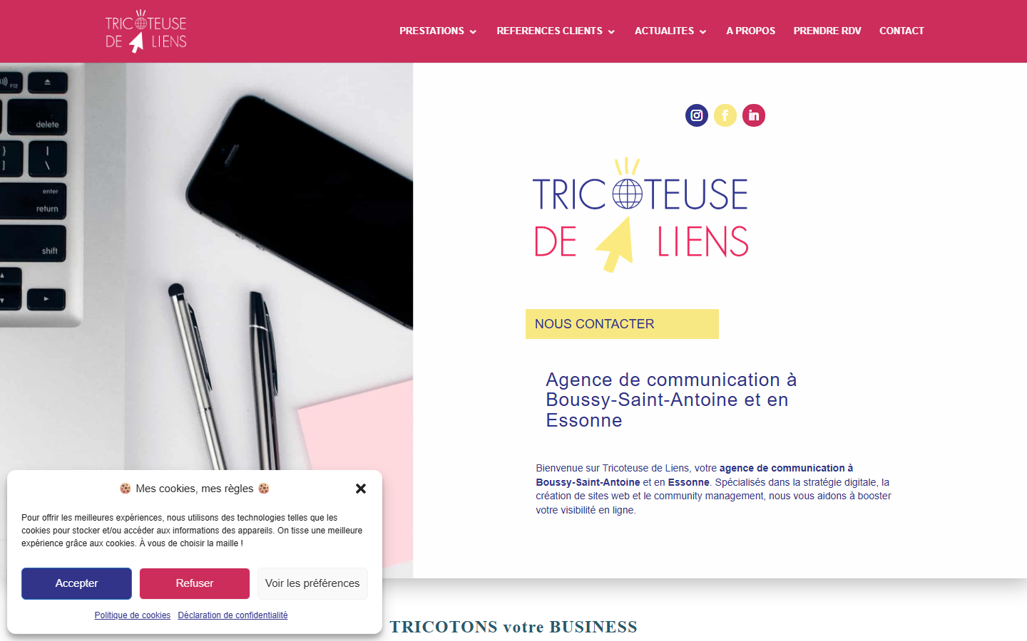 Aperçu du site de Tricoteuse de liens