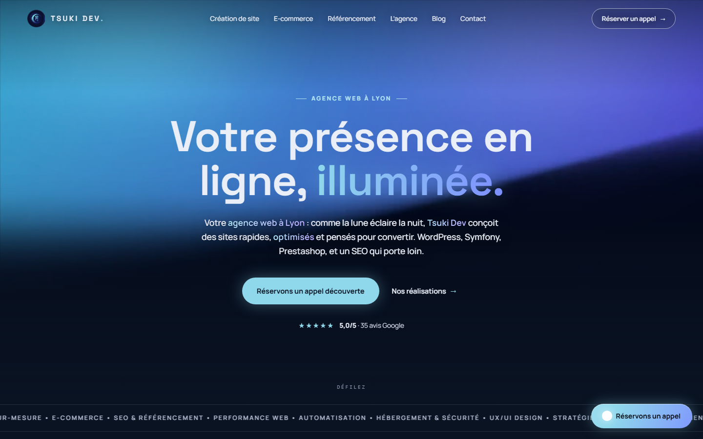 Aperçu du site de Tsuki Dev