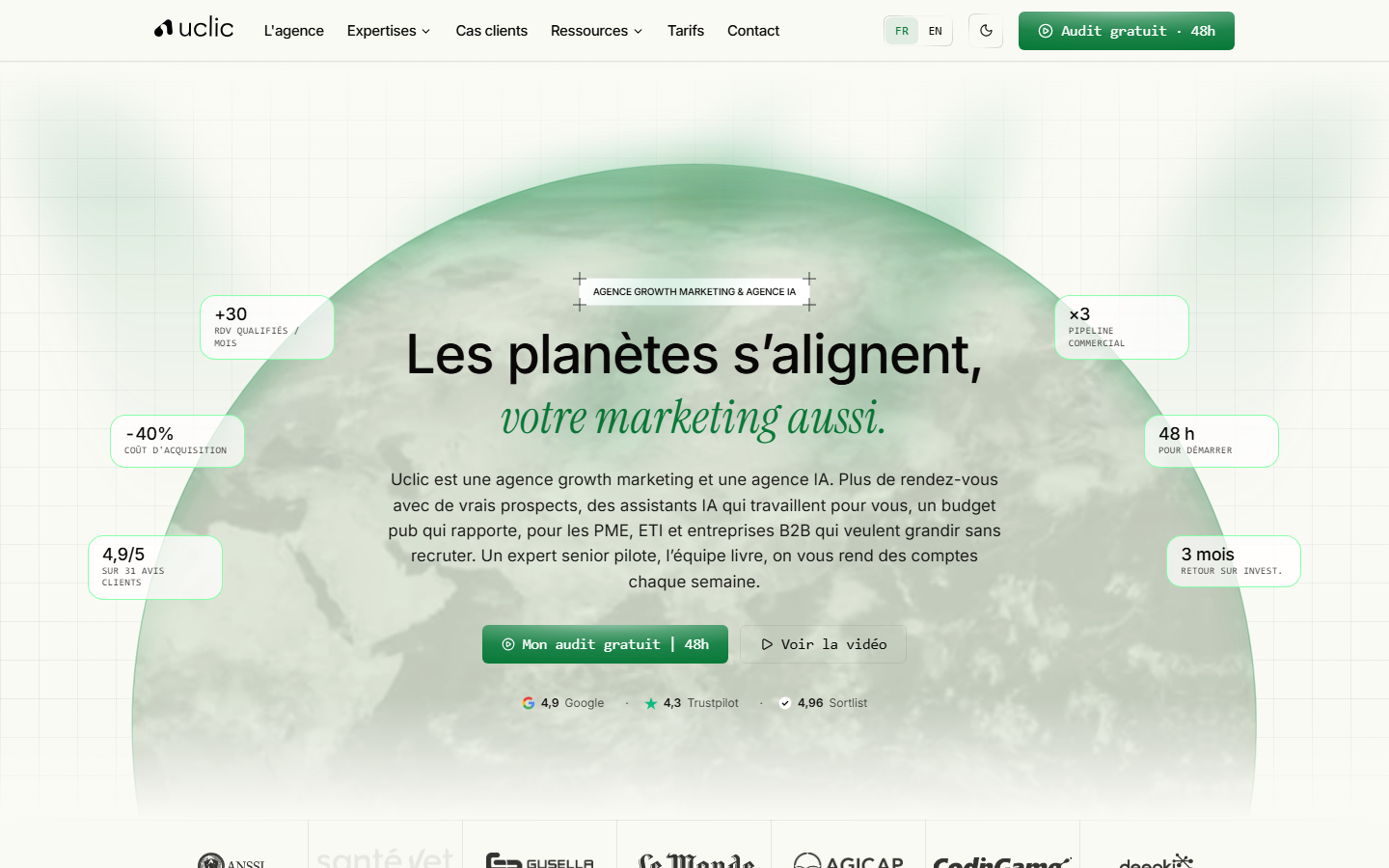 Aperçu du site de Uclic