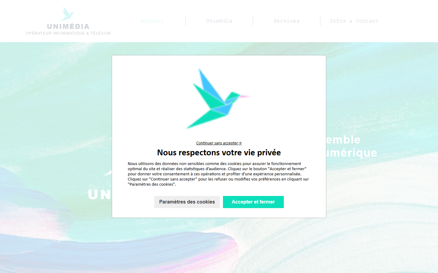 Aperçu du site de UniMédia