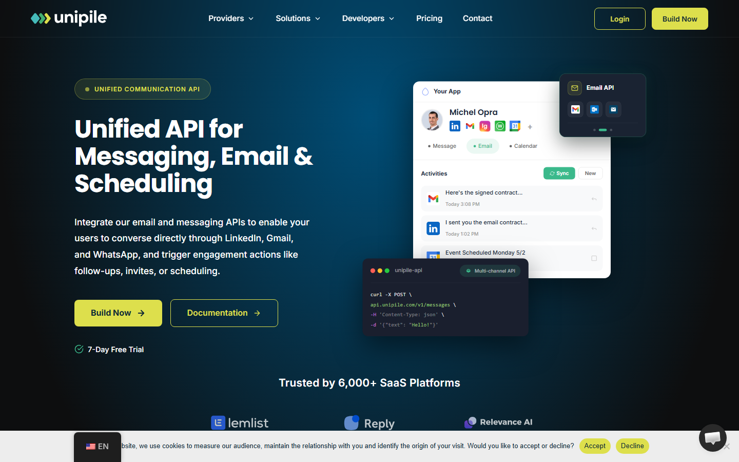 Aperçu du site de UNIPILE