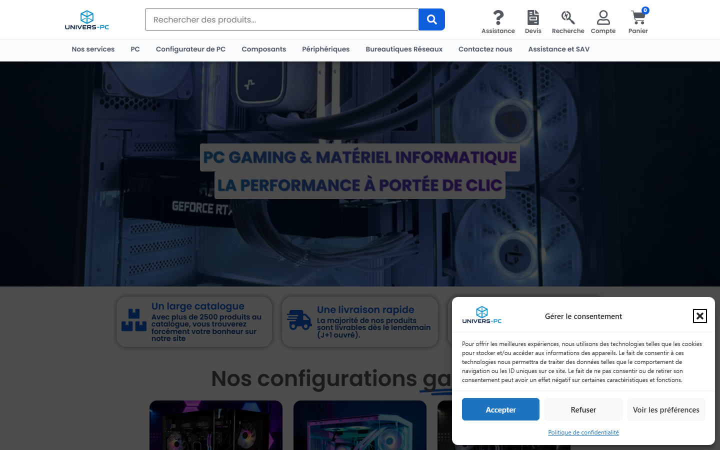 Aperçu du site de UNIVERS-PC