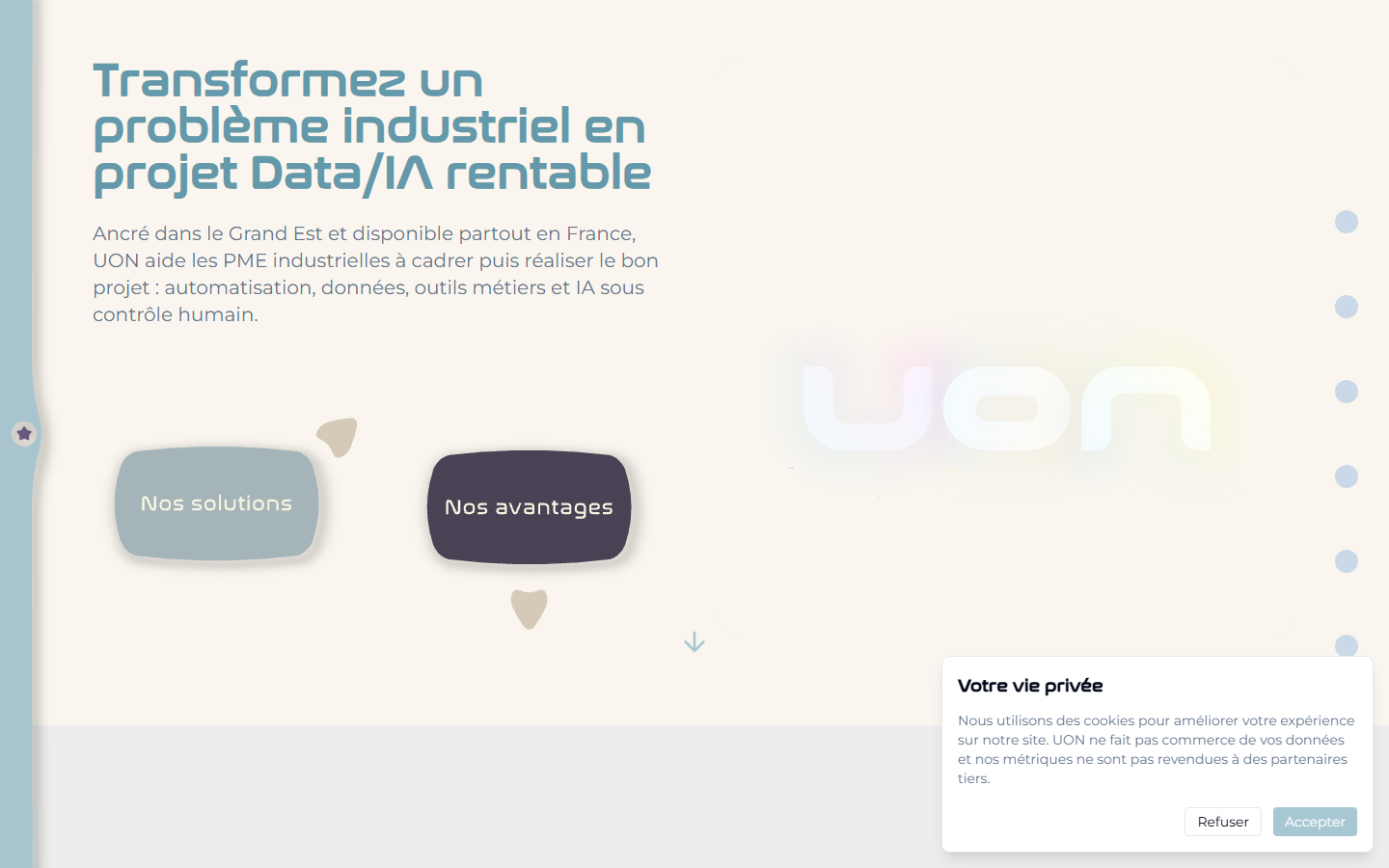 Aperçu du site de UON