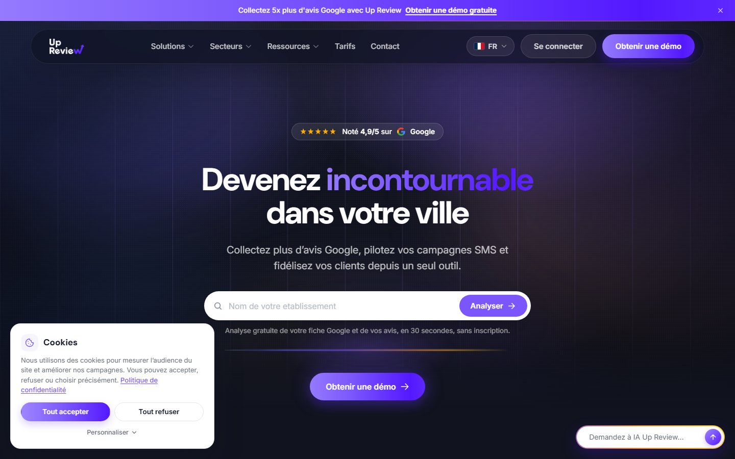 Aperçu du site de UP REVIEW