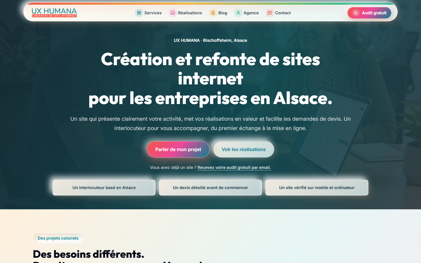 Aperçu du site de UXHUMANA