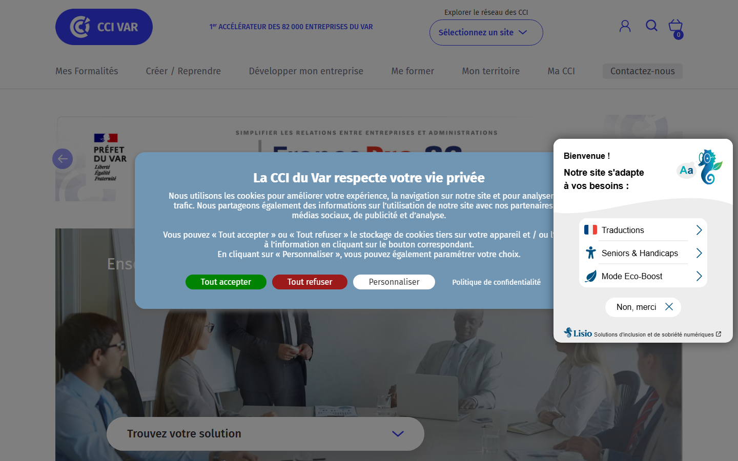 Aperçu du site de CHAMBRE DE COMMERCE ET D'INDUSTRIE TERRITORIALE DU VAR