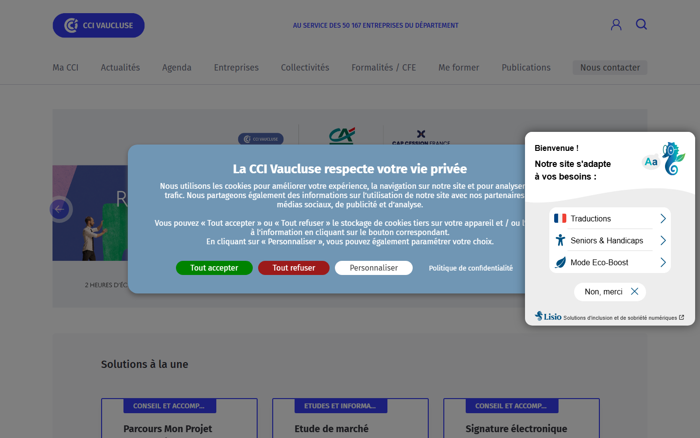 Aperçu du site de CHAMBRE COMMERCE ET INDUSTRIE VAUCLUSE