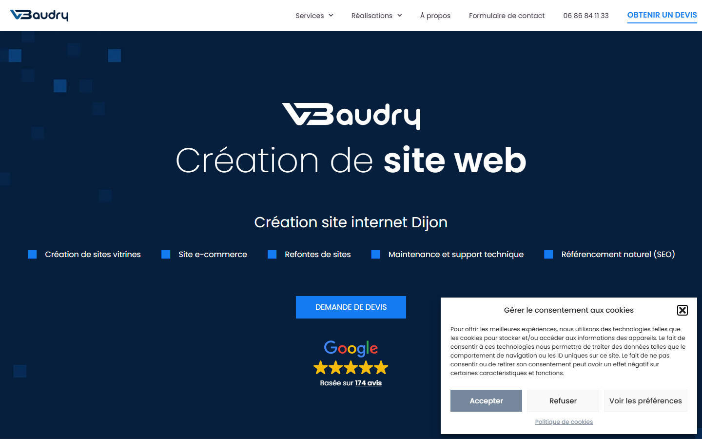 Aperçu du site de Valentin BAUDRY