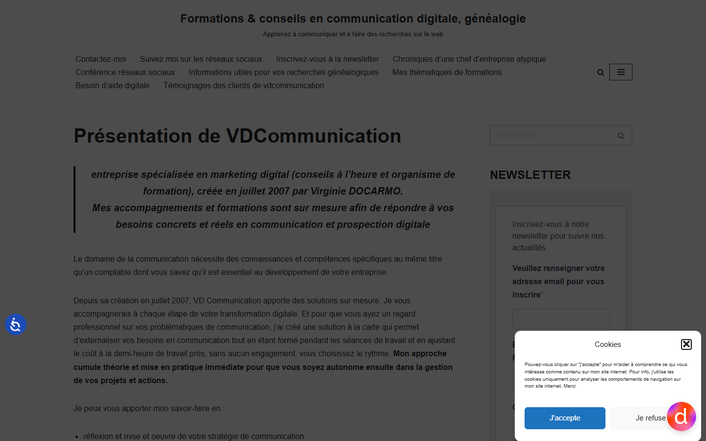 Aperçu du site de VDCOMMUNICATION
