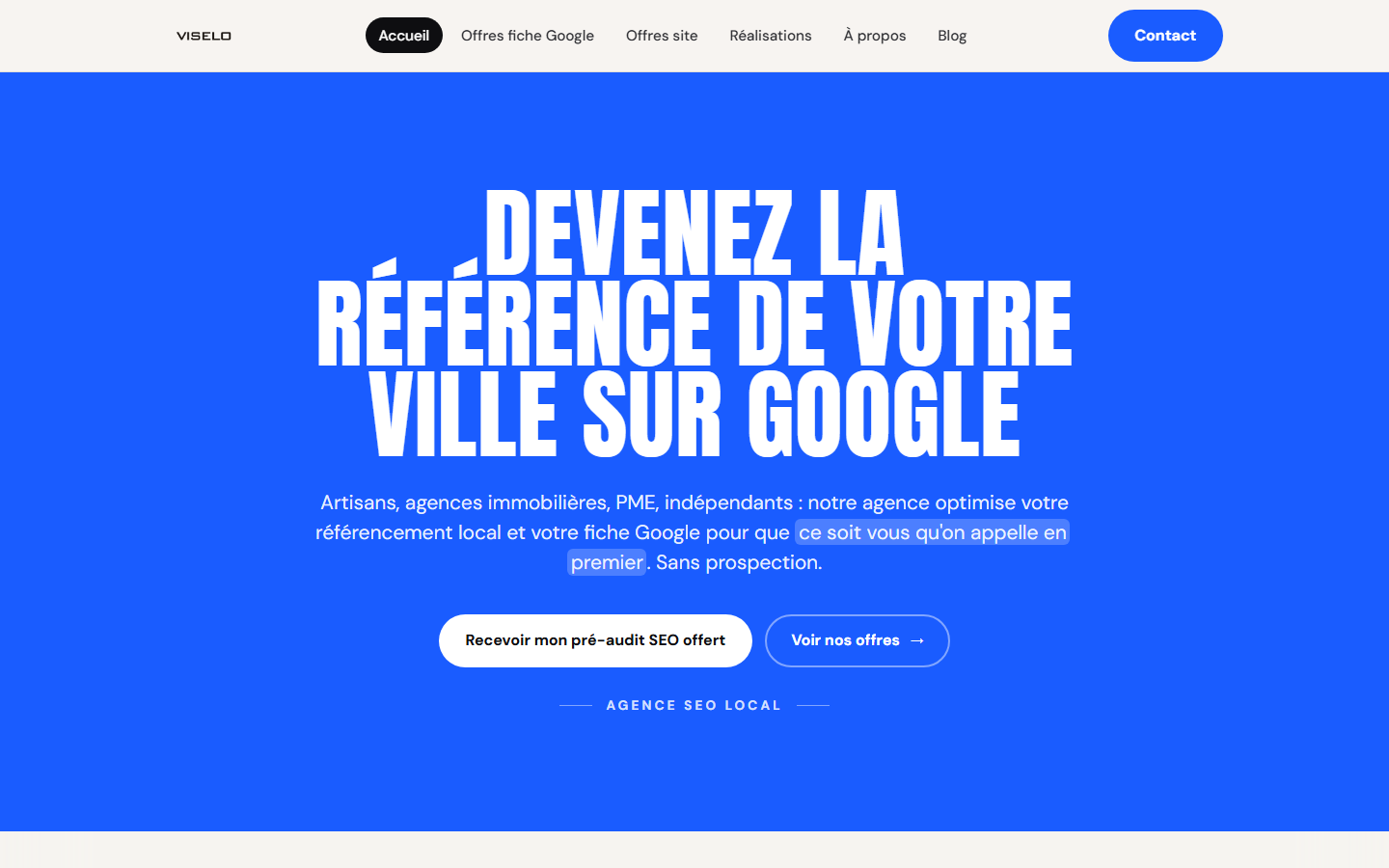 Aperçu du site de Viselo