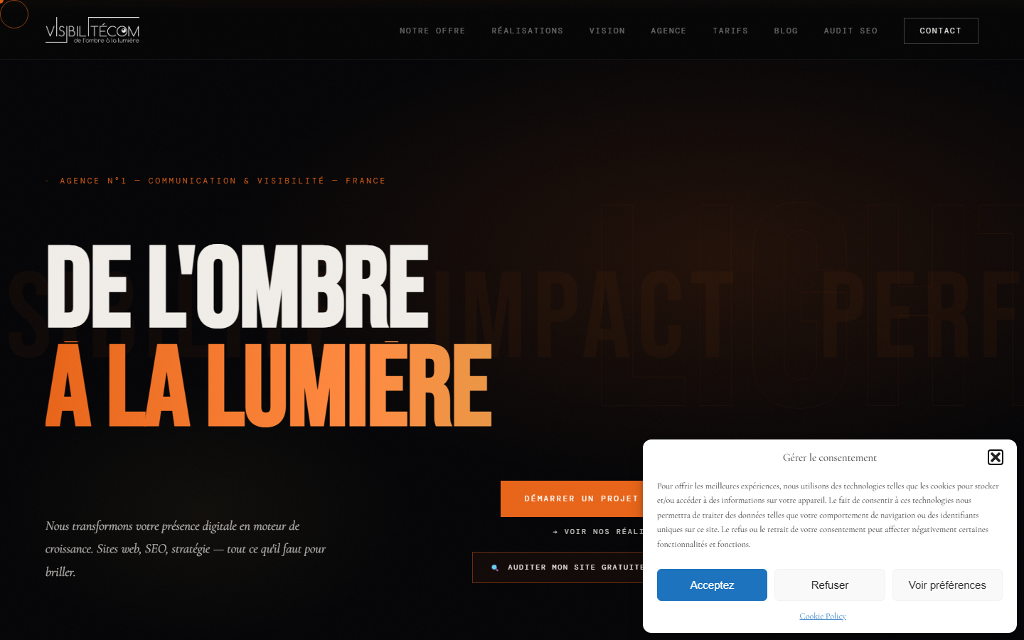 Aperçu du site de VISIBILITECOM