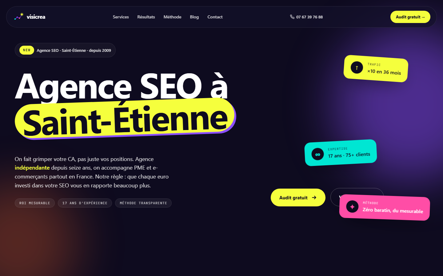 Aperçu du site de VISICREA