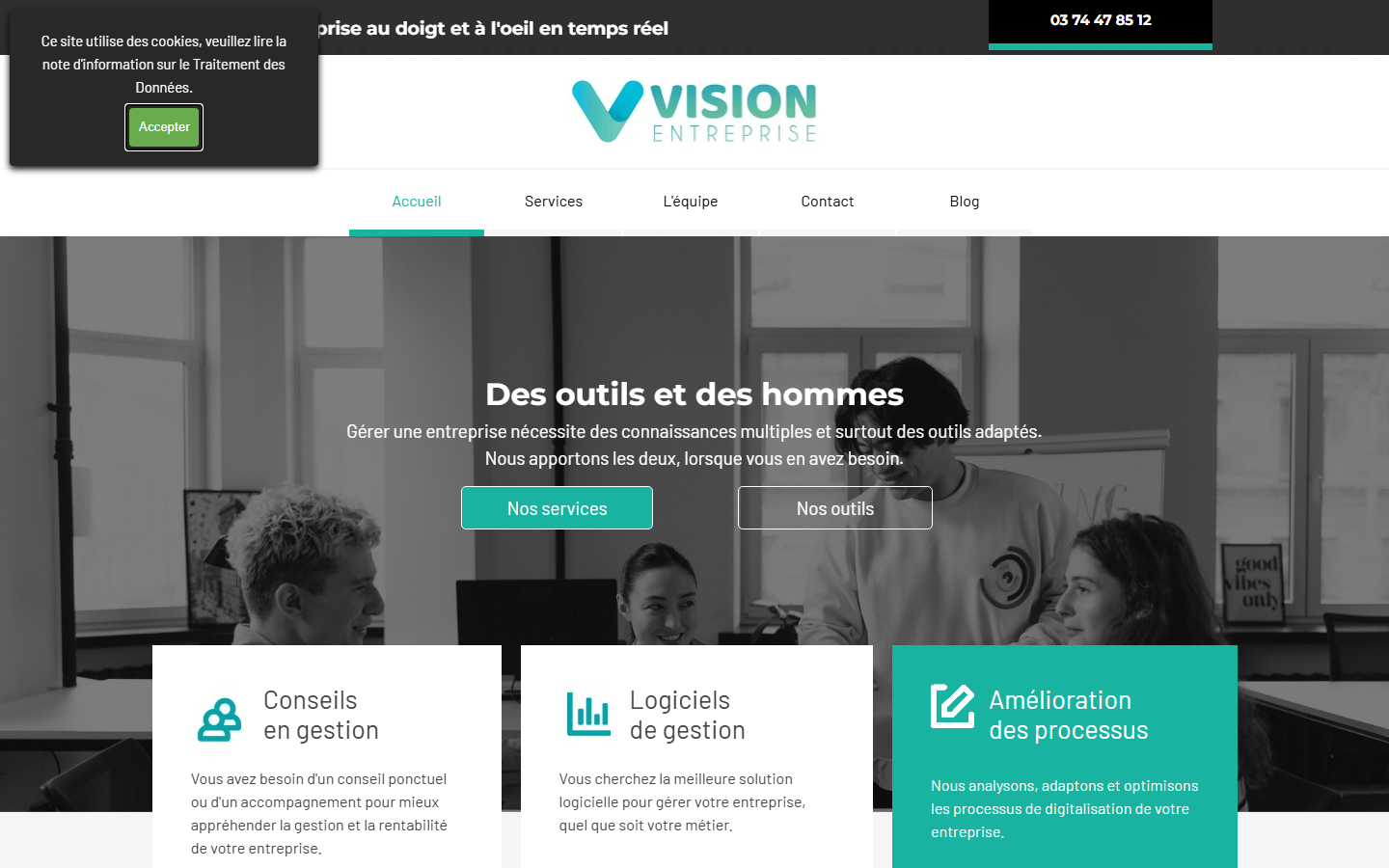 Aperçu du site de VISION ENTREPRISE