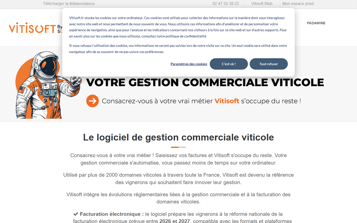 Aperçu du site de Vitisoft