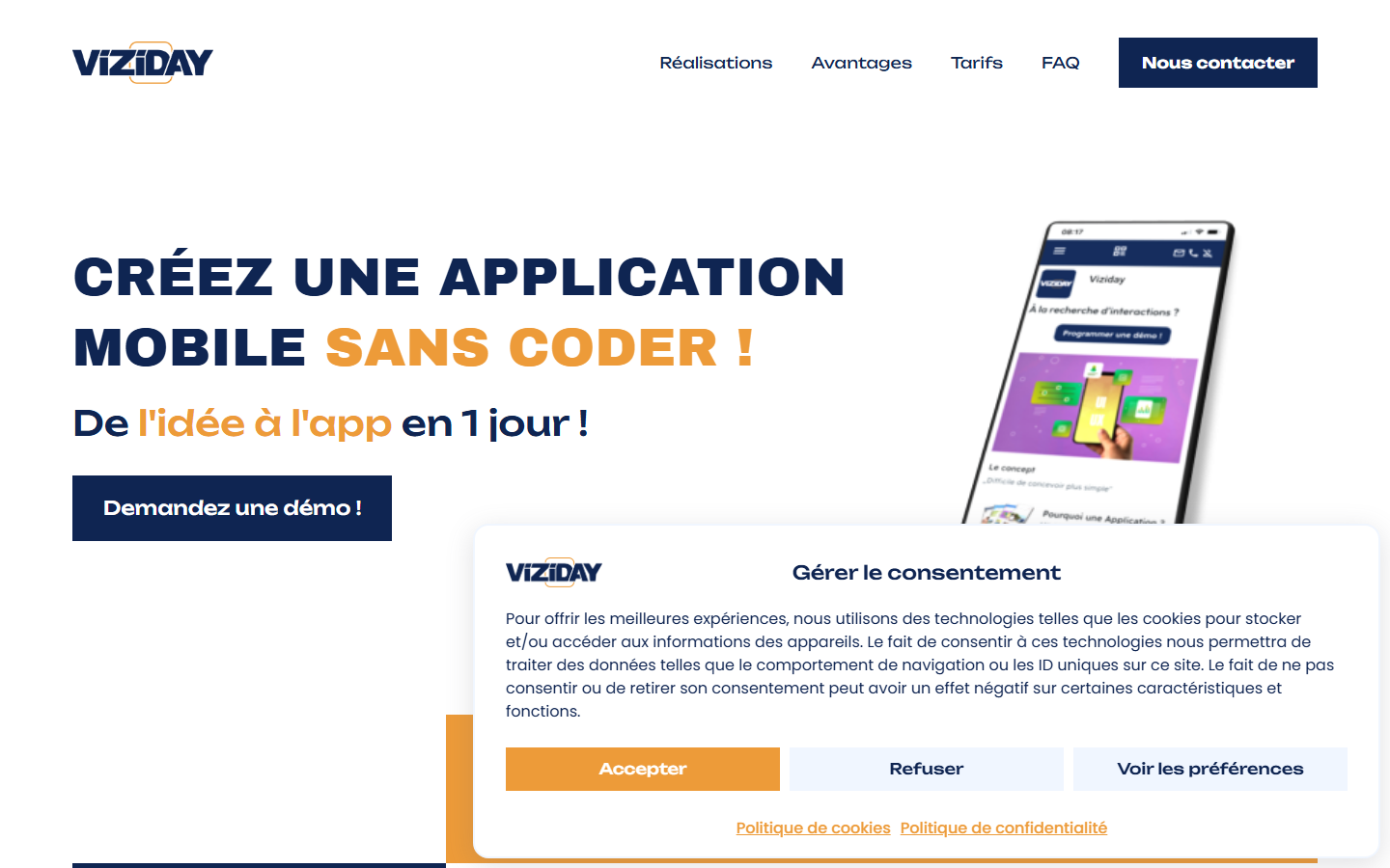 Aperçu du site de VIZIDAY