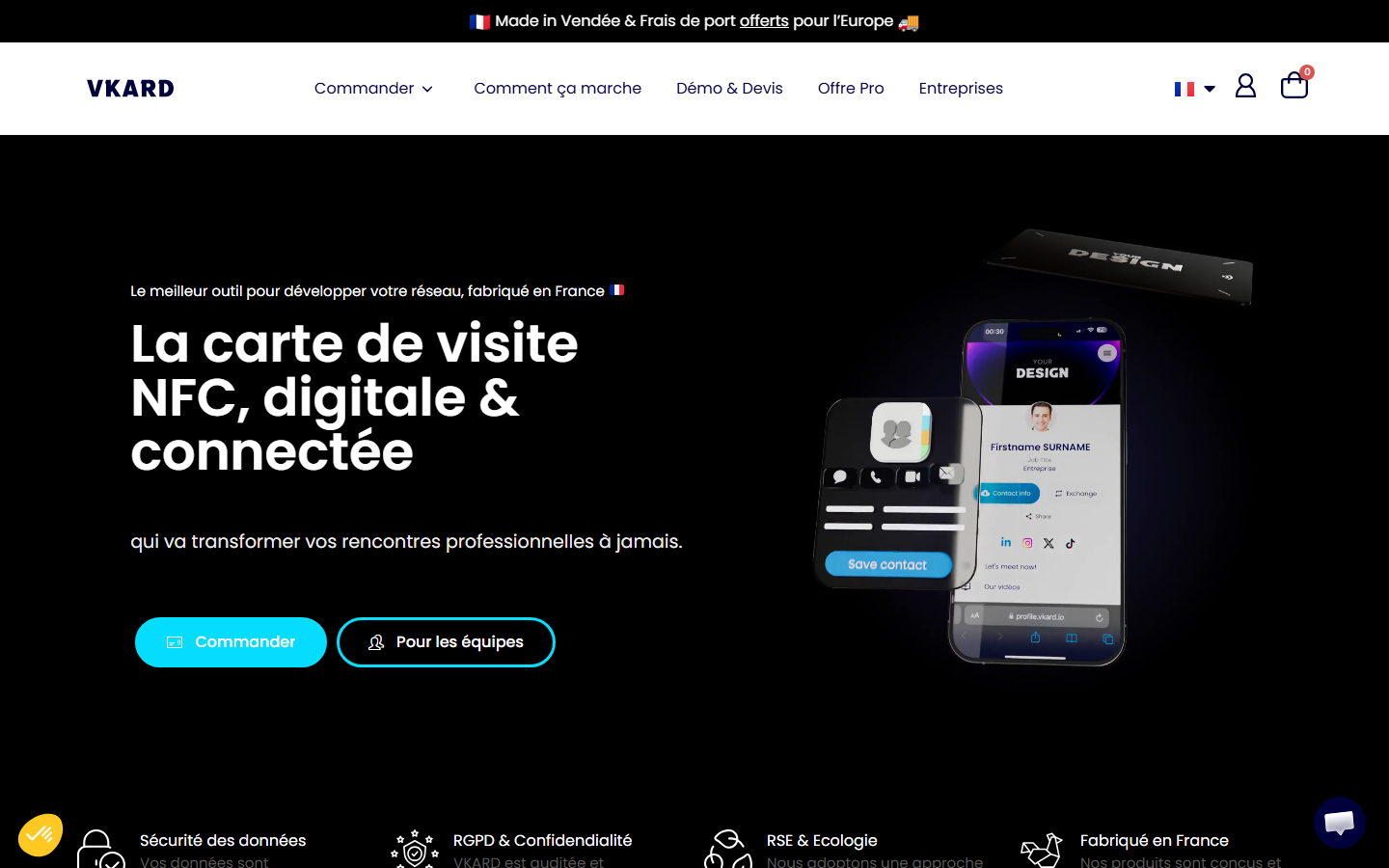 Aperçu du site de VKARD