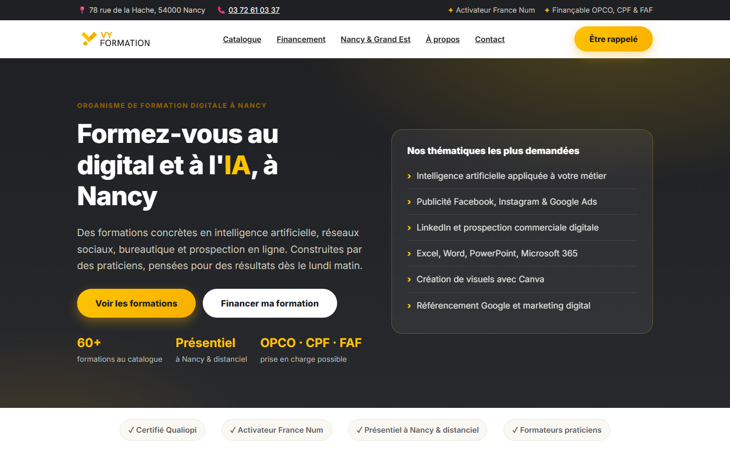 Aperçu du site de VY FORMATION
