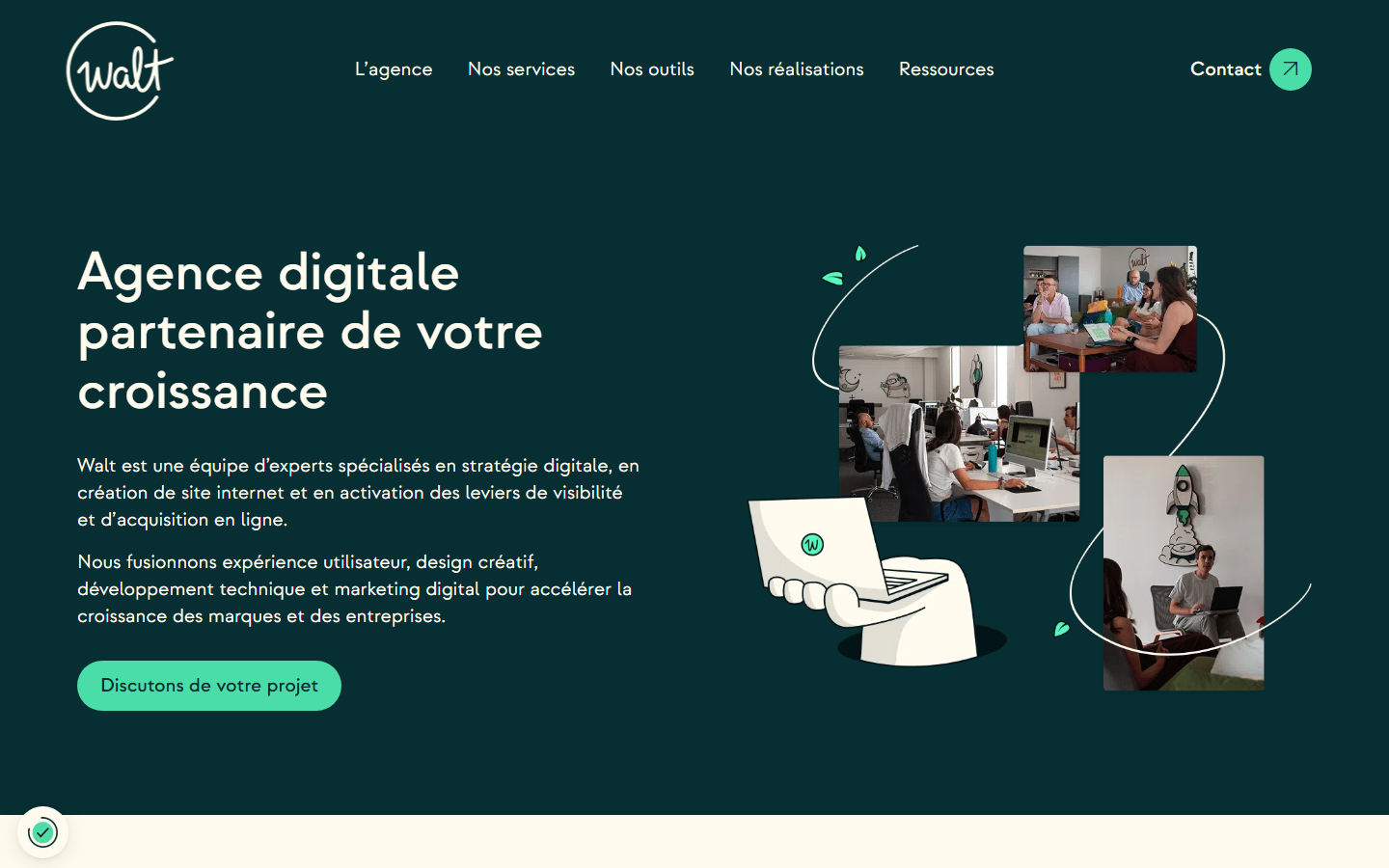 Aperçu du site de Walt