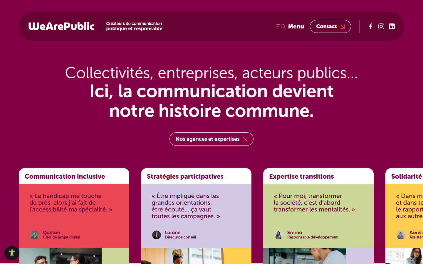 Aperçu du site de WeArePublic