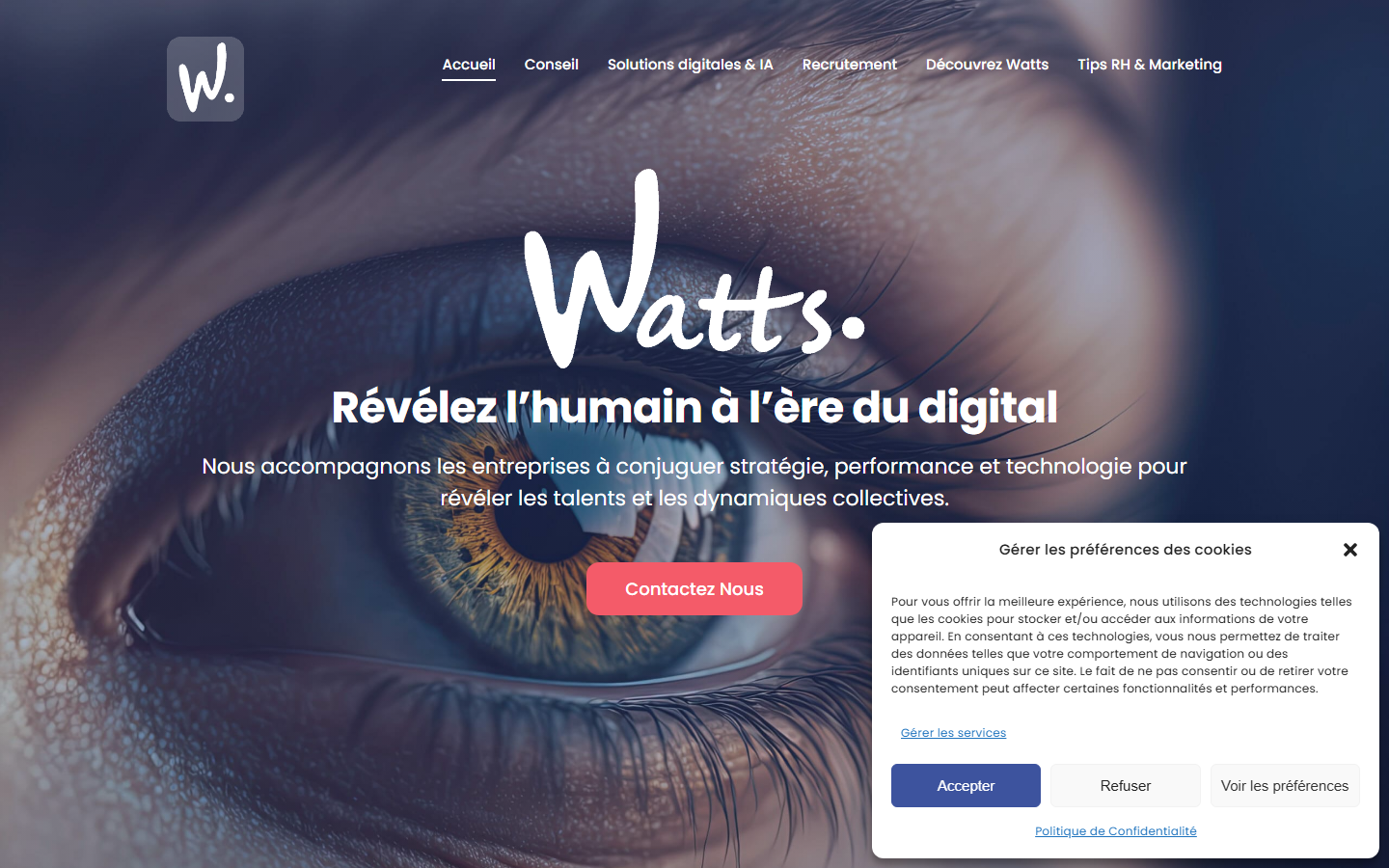 Aperçu du site de WATTS - SOLUTIONS EN GESTION DE COMPETENCES