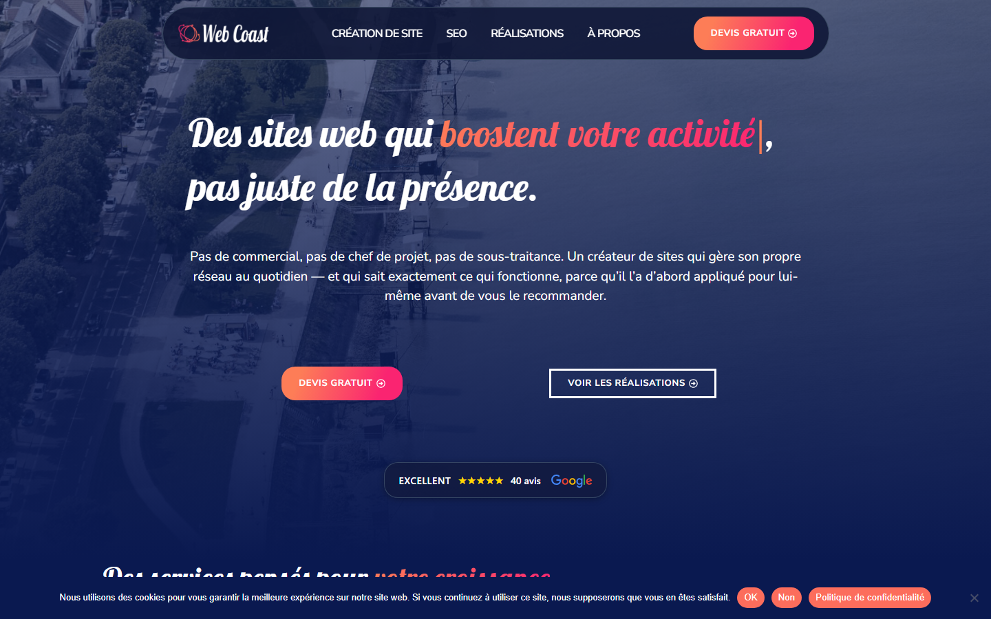 Aperçu du site de Web Coast