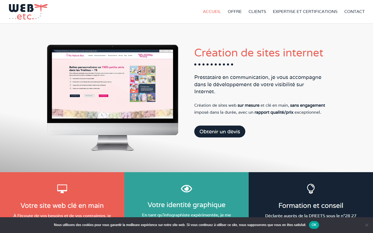 Aperçu du site de Web etc.