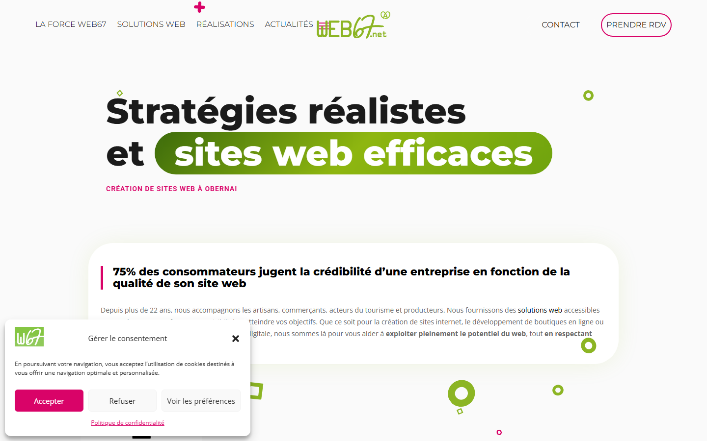 Aperçu du site de Web67