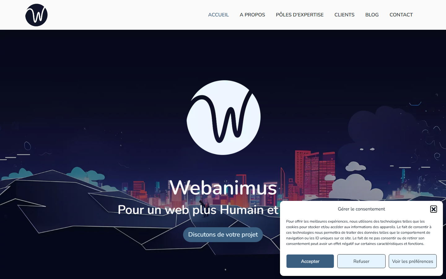 Aperçu du site de Webanimus