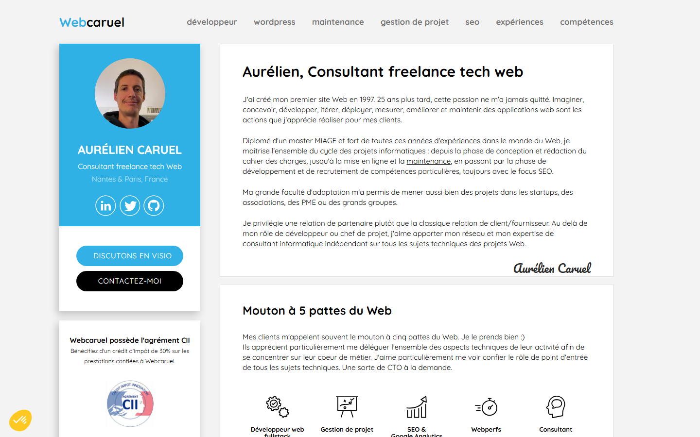 Aperçu du site de WEBCARUEL